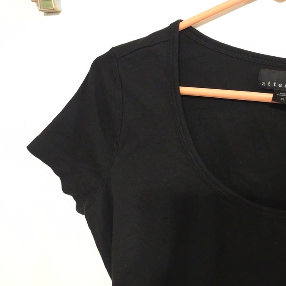 Solid Black Attention Short Sleeves Blouse Size XL 100% Cotton Super Comfy - Picture 7 of 10